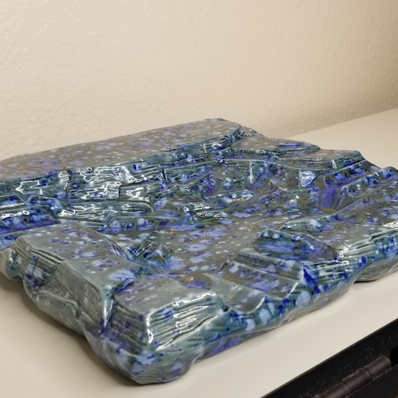 Holland Mold Pottery Large Ceramic Ashtray Mid Century- Modern Speckled Blues - Picture 4 of 15